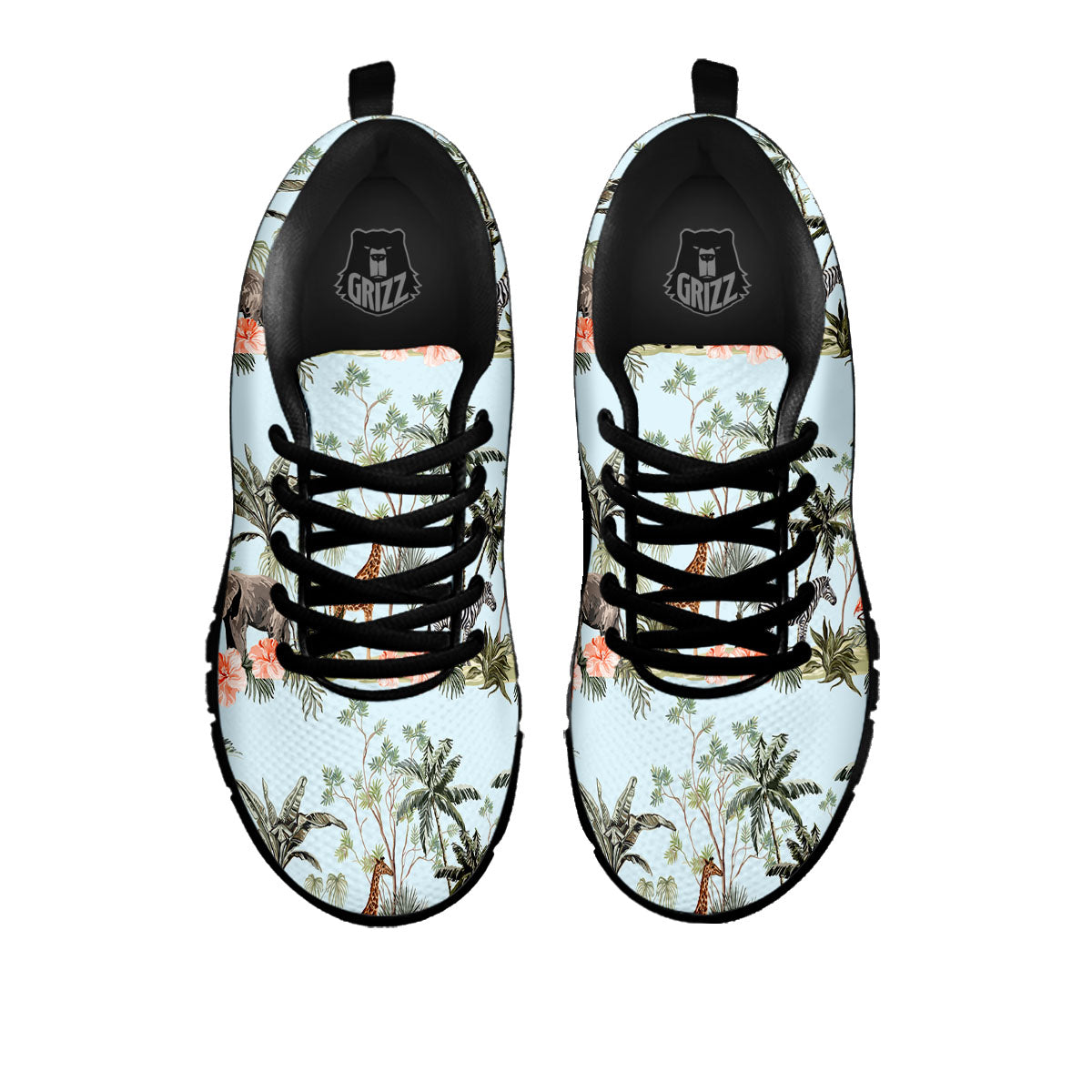 Giraffe Tropical Zebra Print Pattern Black Sneaker-grizzshop