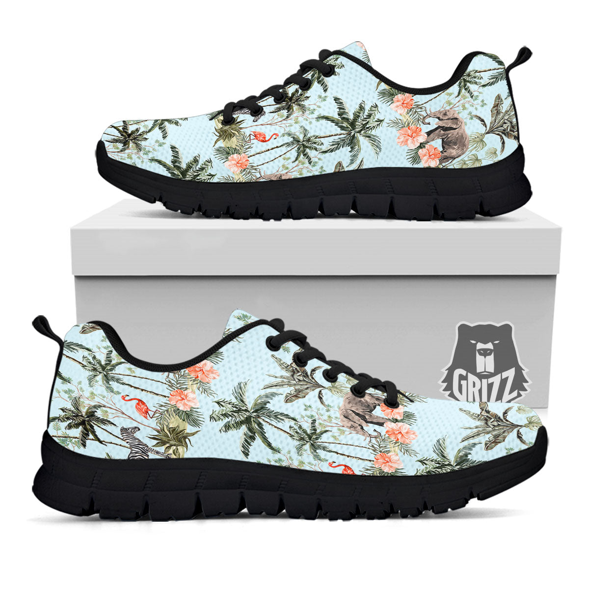 Giraffe Tropical Zebra Print Pattern Black Sneaker-grizzshop