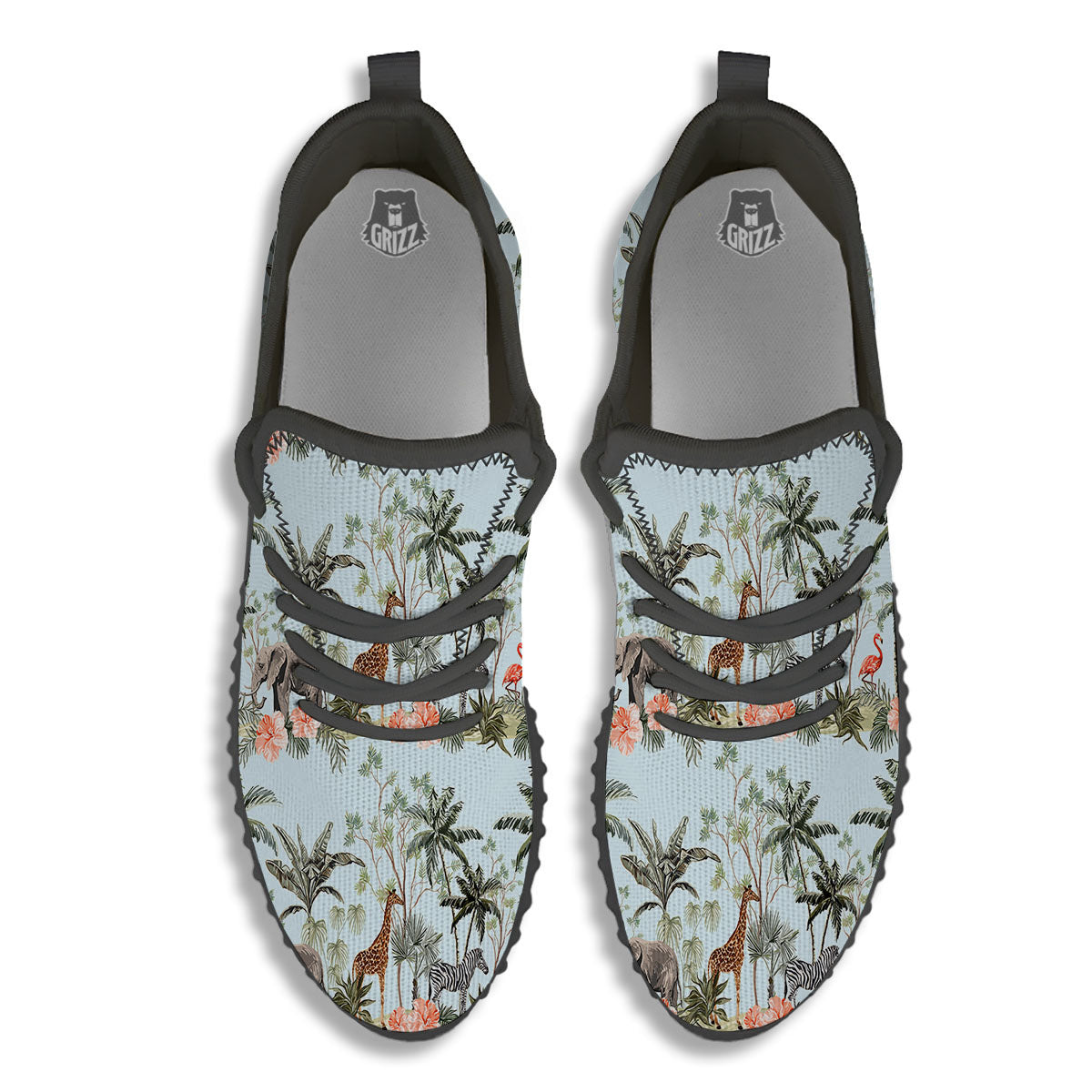 Giraffe Tropical Zebra Print Pattern Black Walking Shoes-grizzshop