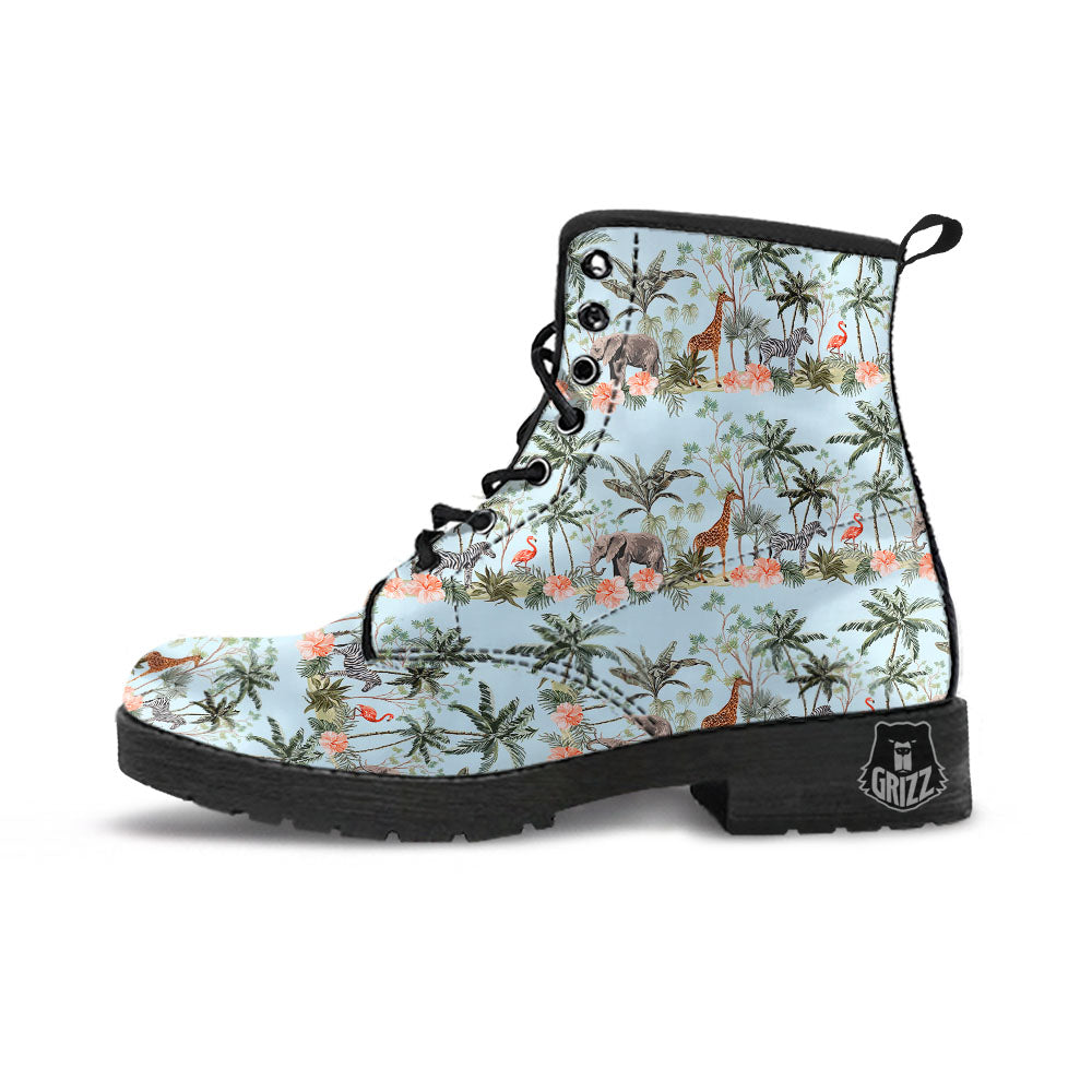 Giraffe Tropical Zebra Print Pattern Leather Boots-grizzshop