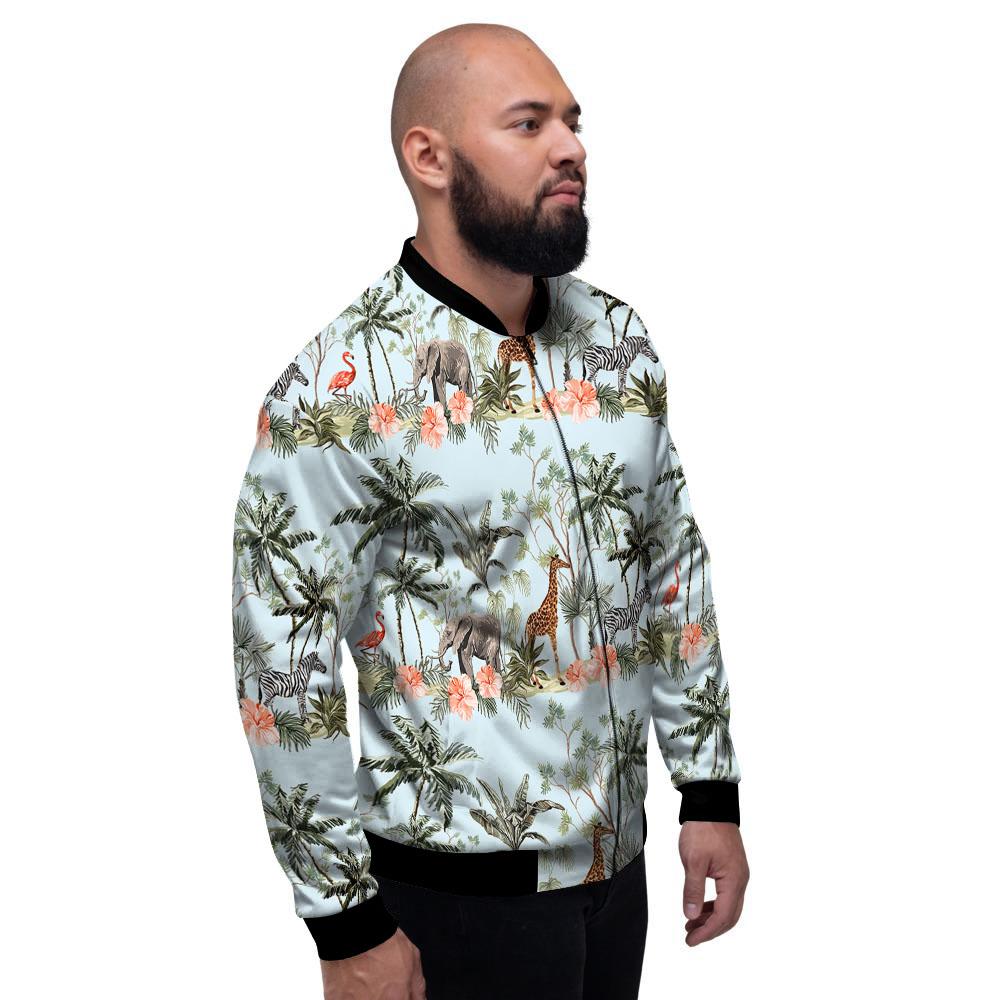 Giraffe Tropical Zebra Print Pattern Men's Bomber Jacket-grizzshop