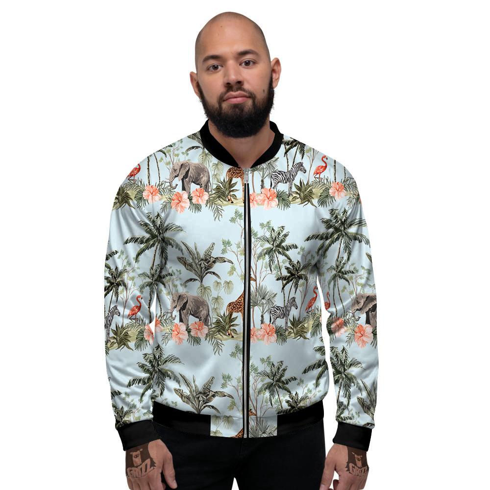 Giraffe Tropical Zebra Print Pattern Men's Bomber Jacket-grizzshop