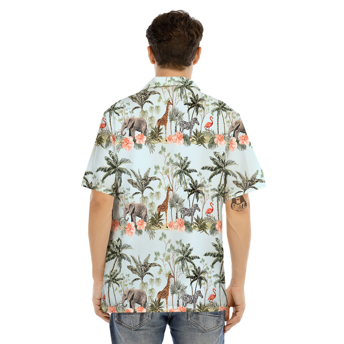 Giraffe Tropical Zebra Print Pattern Men's Hawaiian Shirt-grizzshop