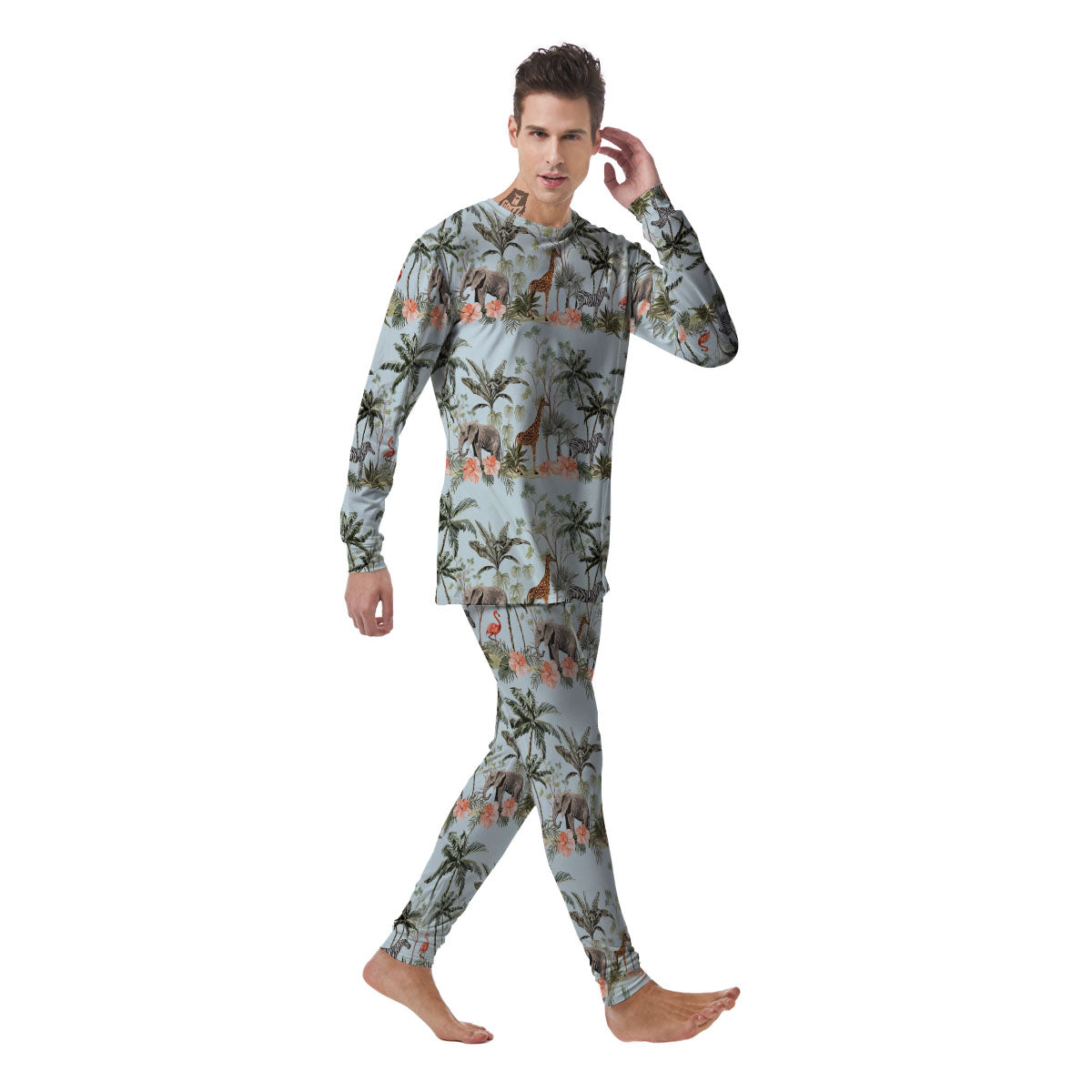 Giraffe Tropical Zebra Print Pattern Men's Pajamas-grizzshop