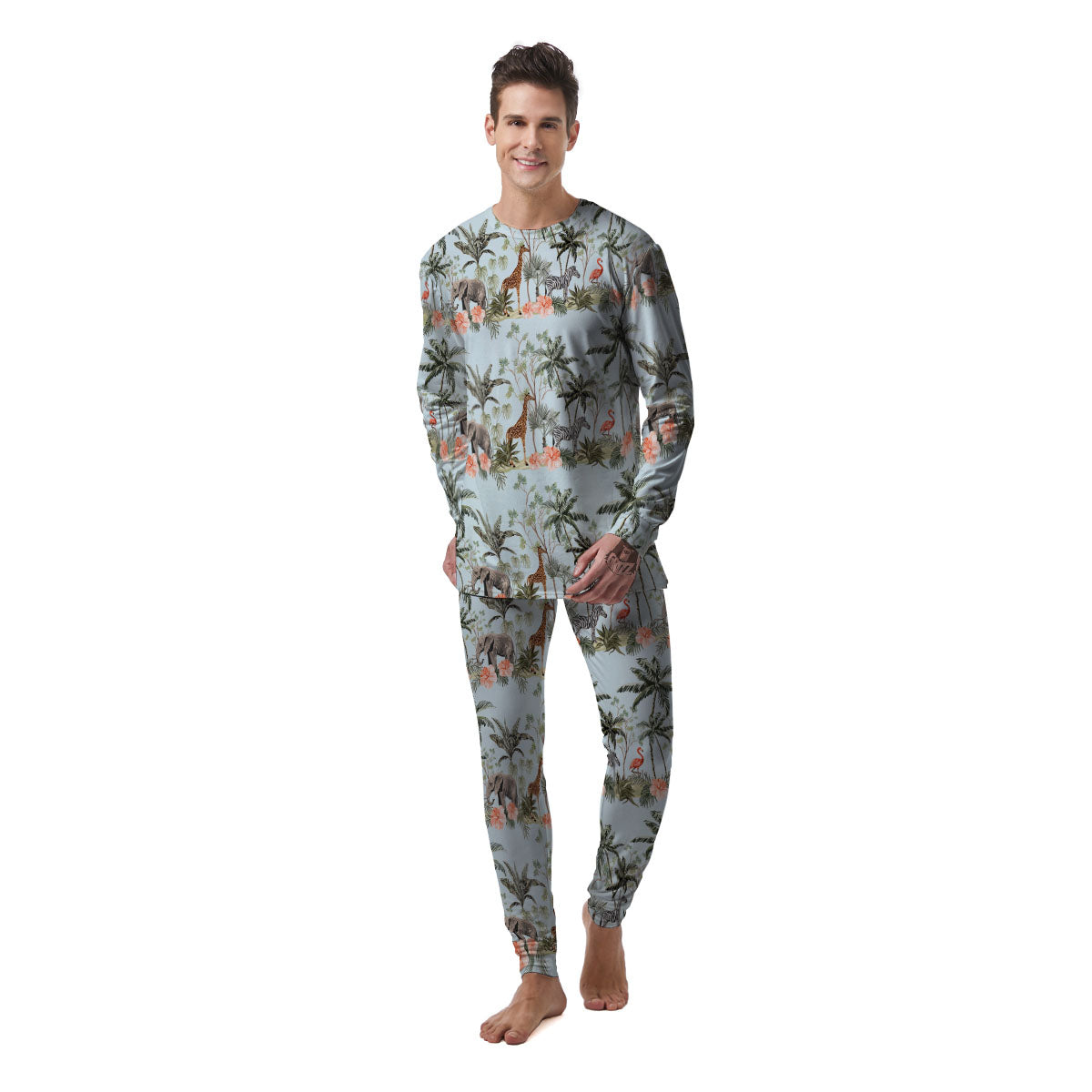 Giraffe Tropical Zebra Print Pattern Men's Pajamas-grizzshop