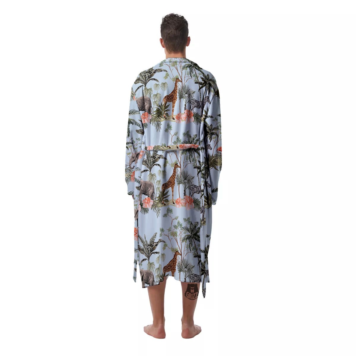 Giraffe Tropical Zebra Print Pattern Men's Robe-grizzshop