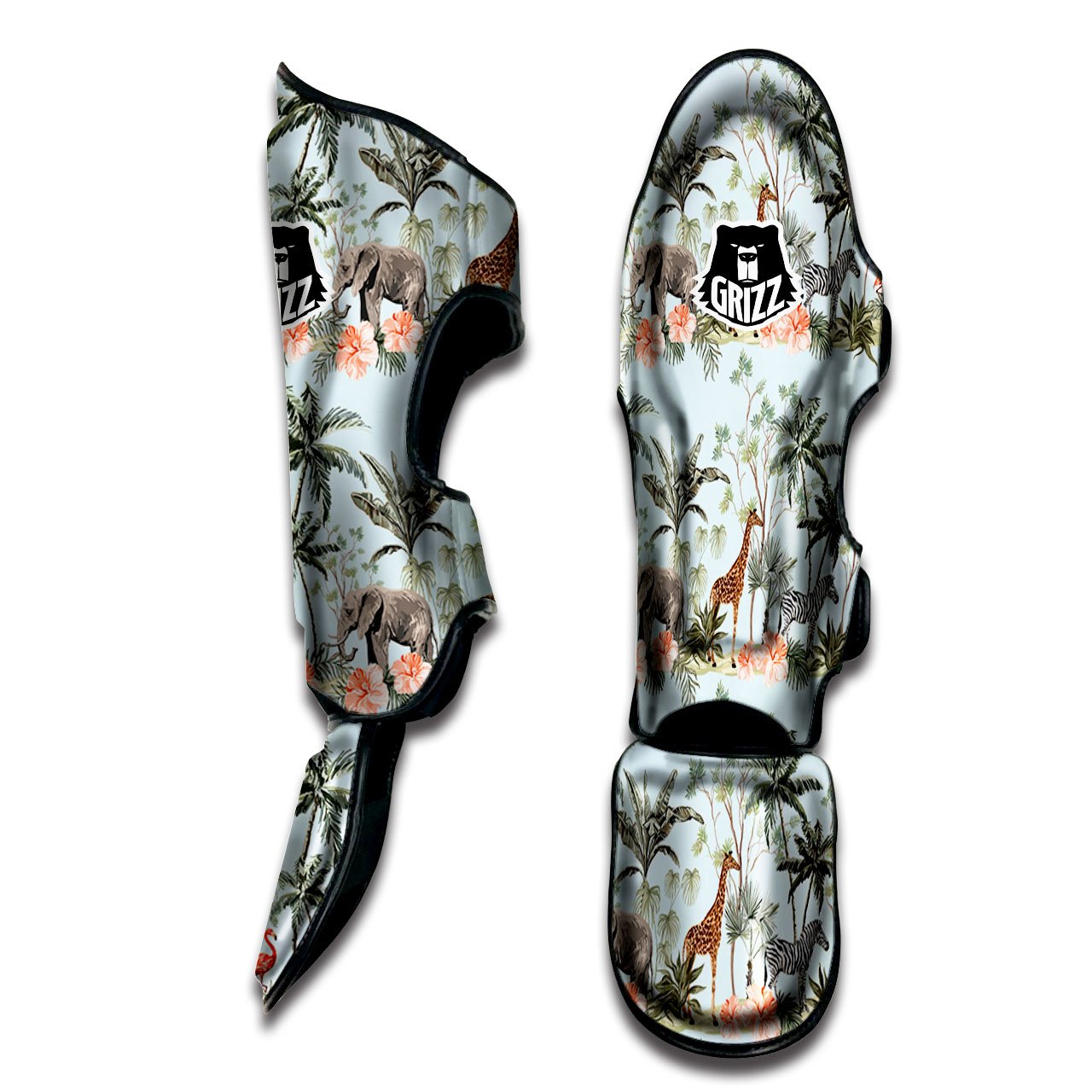 Giraffe Tropical Zebra Print Pattern Muay Thai Shin Guards-grizzshop