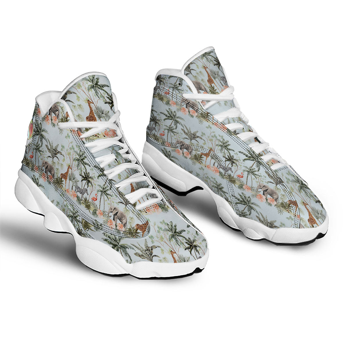 Giraffe Tropical Zebra Print Pattern White Basketball Shoes-grizzshop