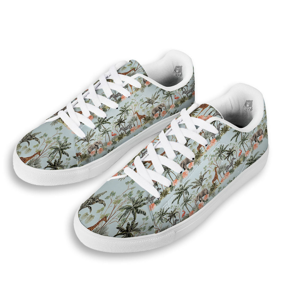 Giraffe Tropical Zebra Print Pattern White Low Top Sneakers-grizzshop