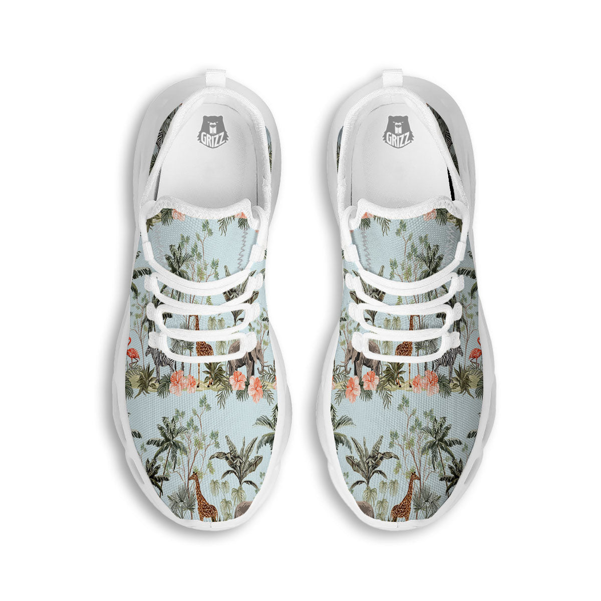 Giraffe Tropical Zebra Print Pattern White Running Shoes-grizzshop