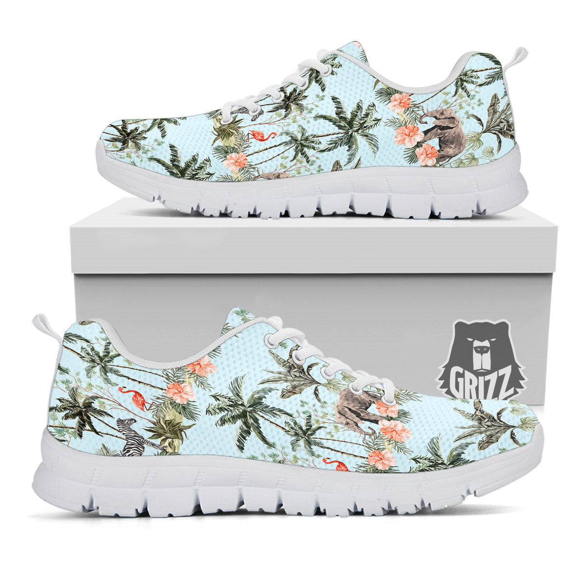 Giraffe Tropical Zebra Print Pattern White Sneaker-grizzshop