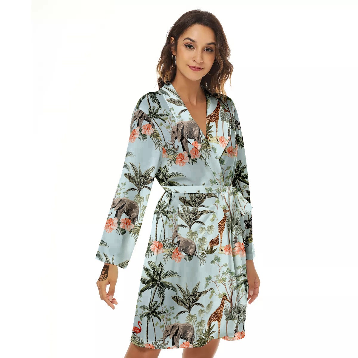 Giraffe Tropical Zebra Print Pattern Women's Robe-grizzshop