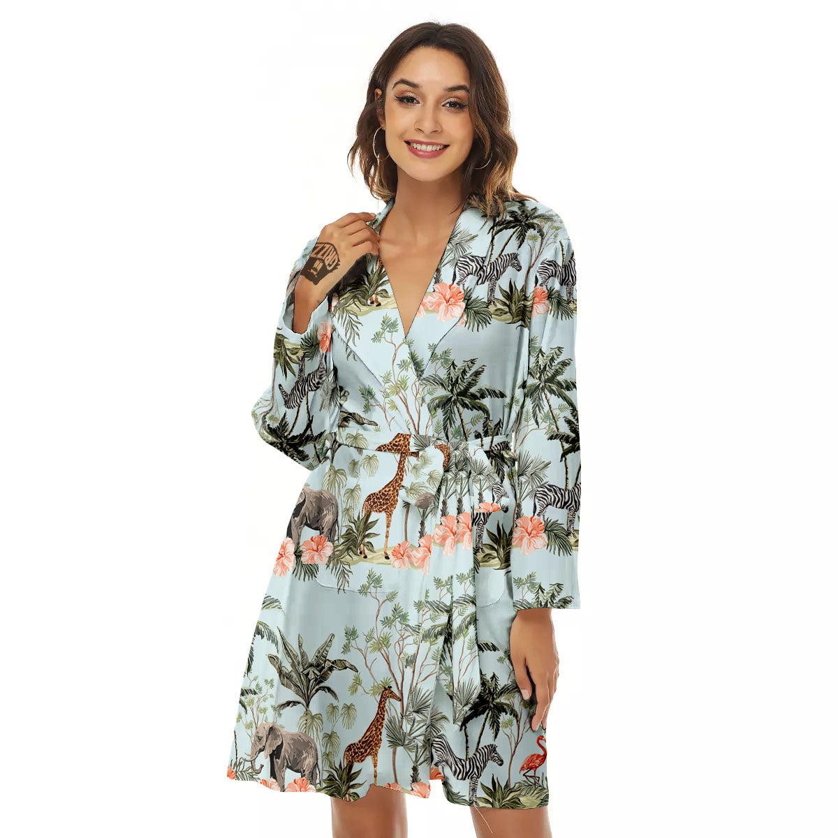 Giraffe Tropical Zebra Print Pattern Women's Robe-grizzshop