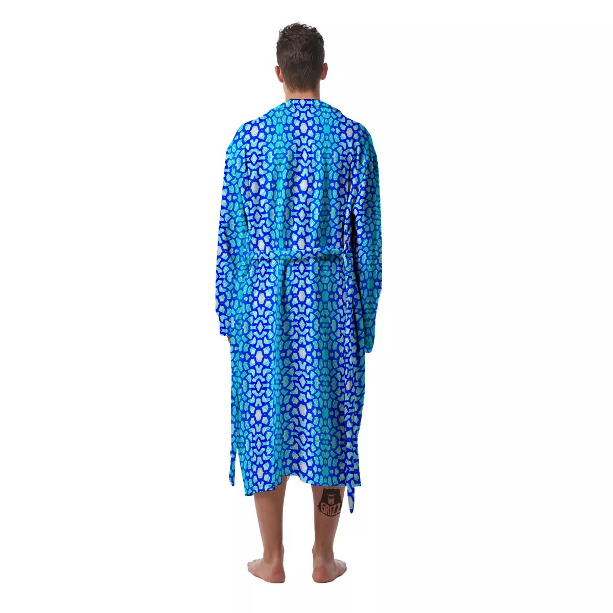 Giraffe Turquoise Print Pattern Men's Robe-grizzshop