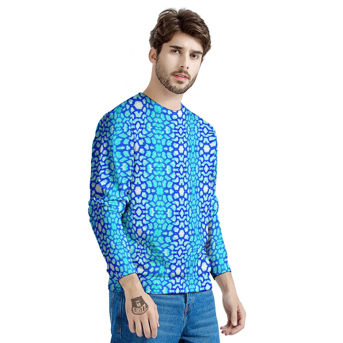 Giraffe Turquoise Print Pattern Men's Sweatshirt-grizzshop
