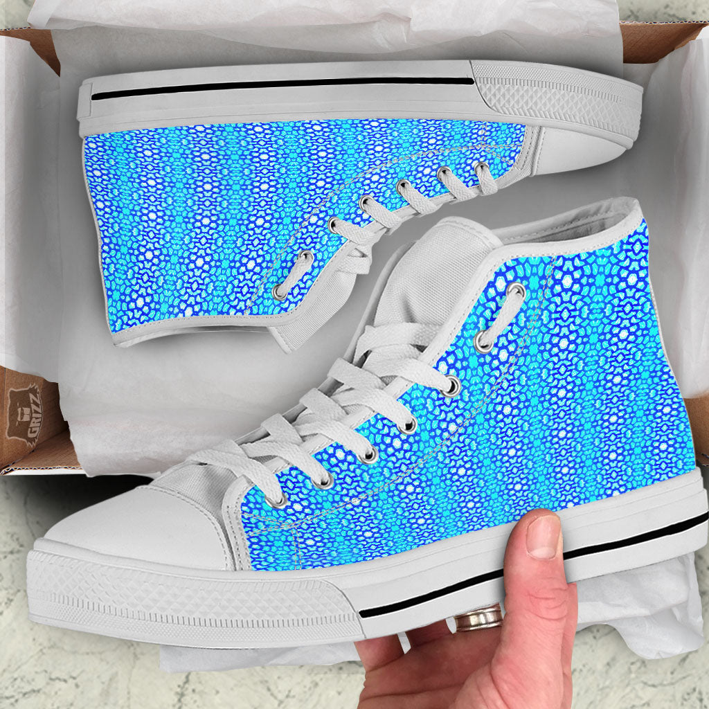 Giraffe Turquoise Print Pattern White High Top Shoes-grizzshop