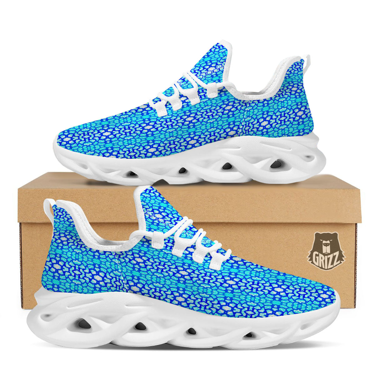 Giraffe Turquoise Print Pattern White Running Shoes-grizzshop