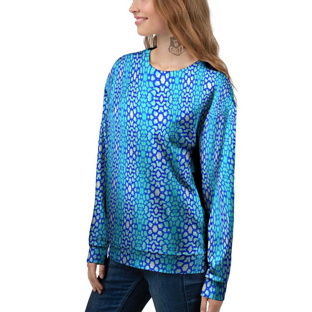 Giraffe Turquoise Print Pattern Women's Sweatshirt-grizzshop