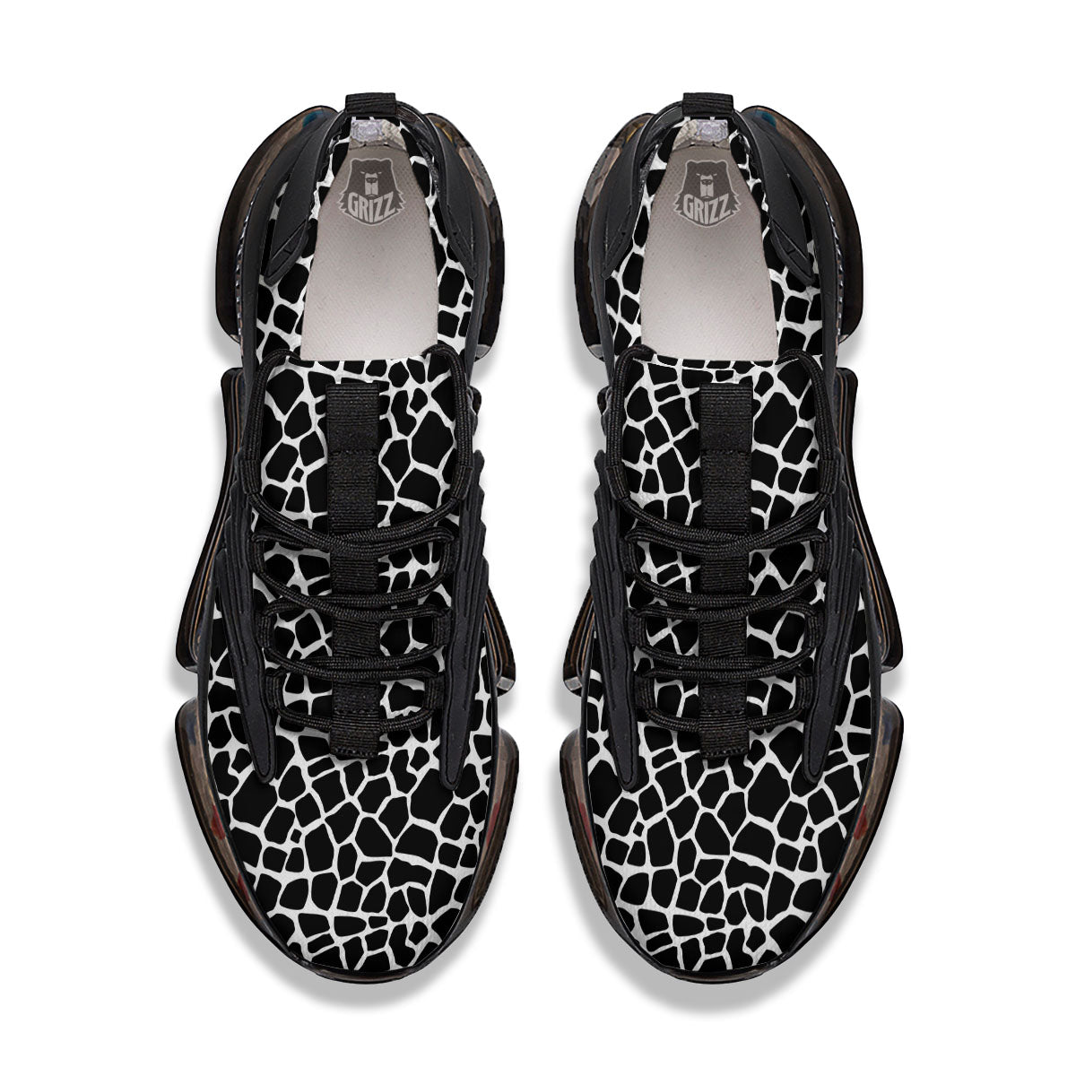 Giraffe White And Black Print Pattern Black Gym Shoes-grizzshop
