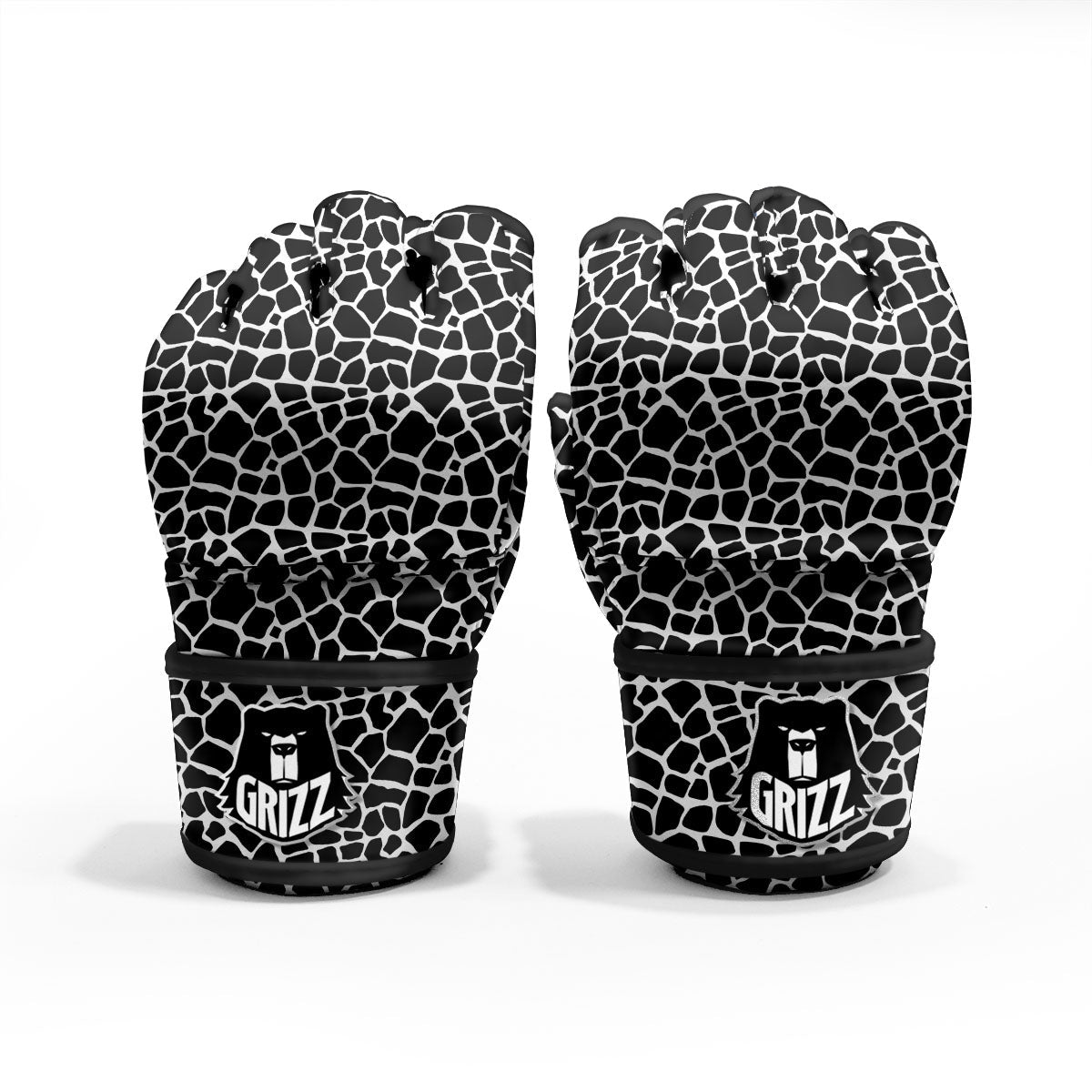 Giraffe White And Black Print Pattern MMA Gloves-grizzshop