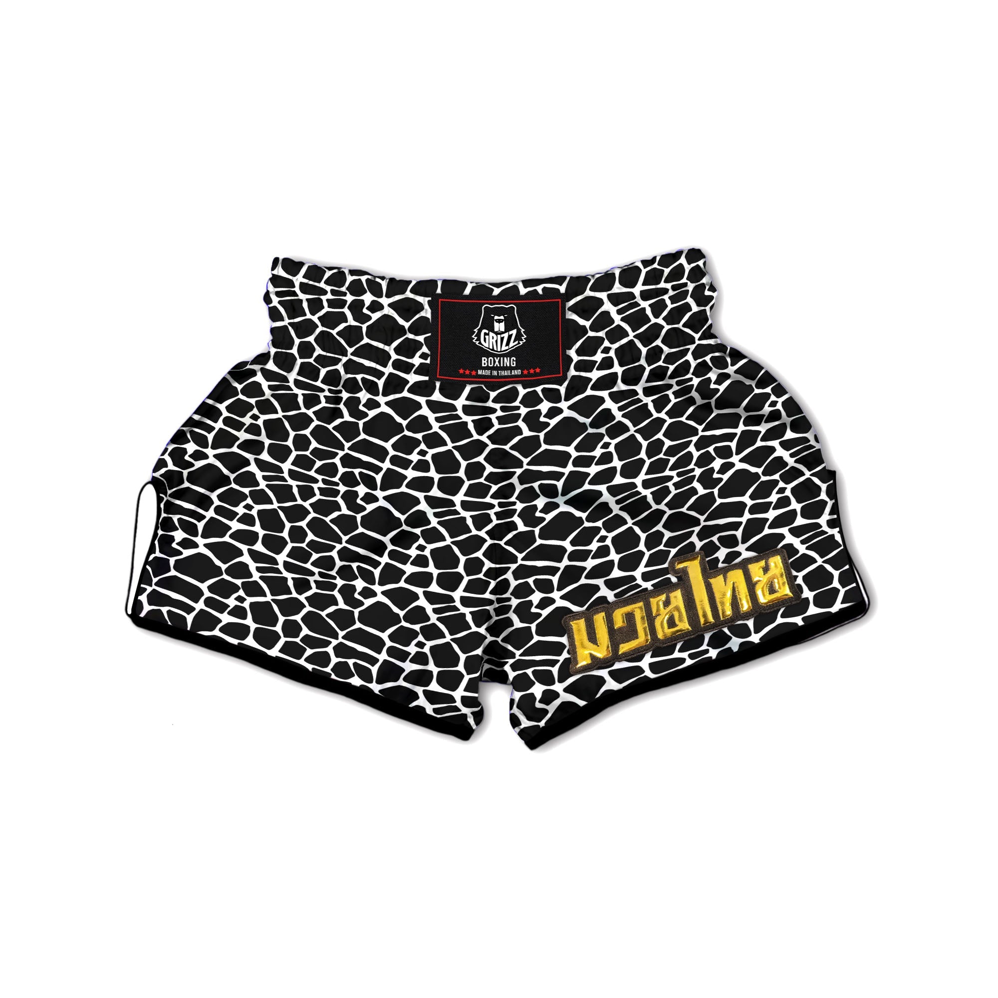 Giraffe White And Black Print Pattern Muay Thai Boxing Shorts-grizzshop