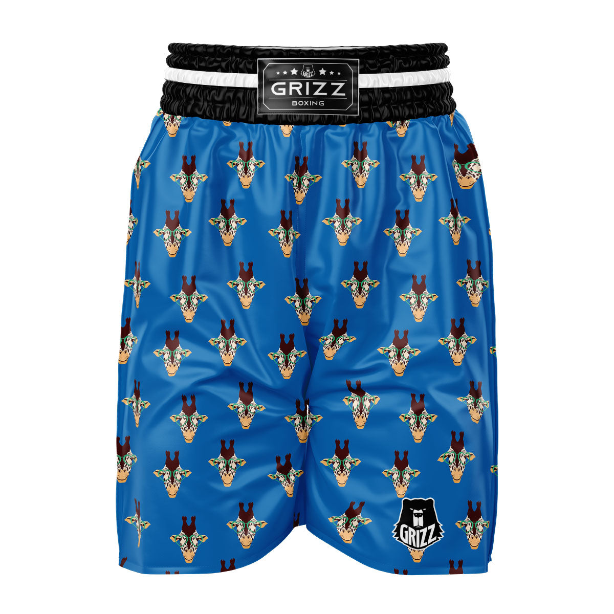 Giraffe With Glasses Print Pattern Boxing Shorts-grizzshop