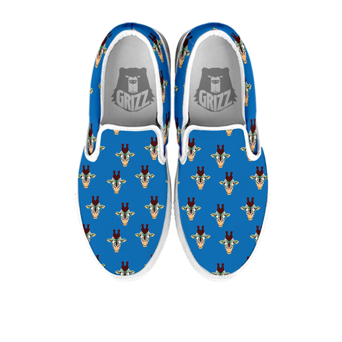 Giraffe With Glasses Print Pattern White Slip On Shoes-grizzshop