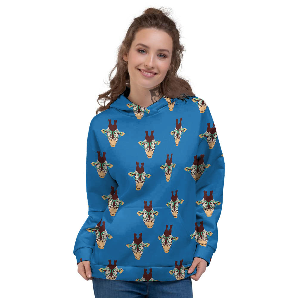Giraffe With Glasses Print Pattern Women's Hoodie-grizzshop