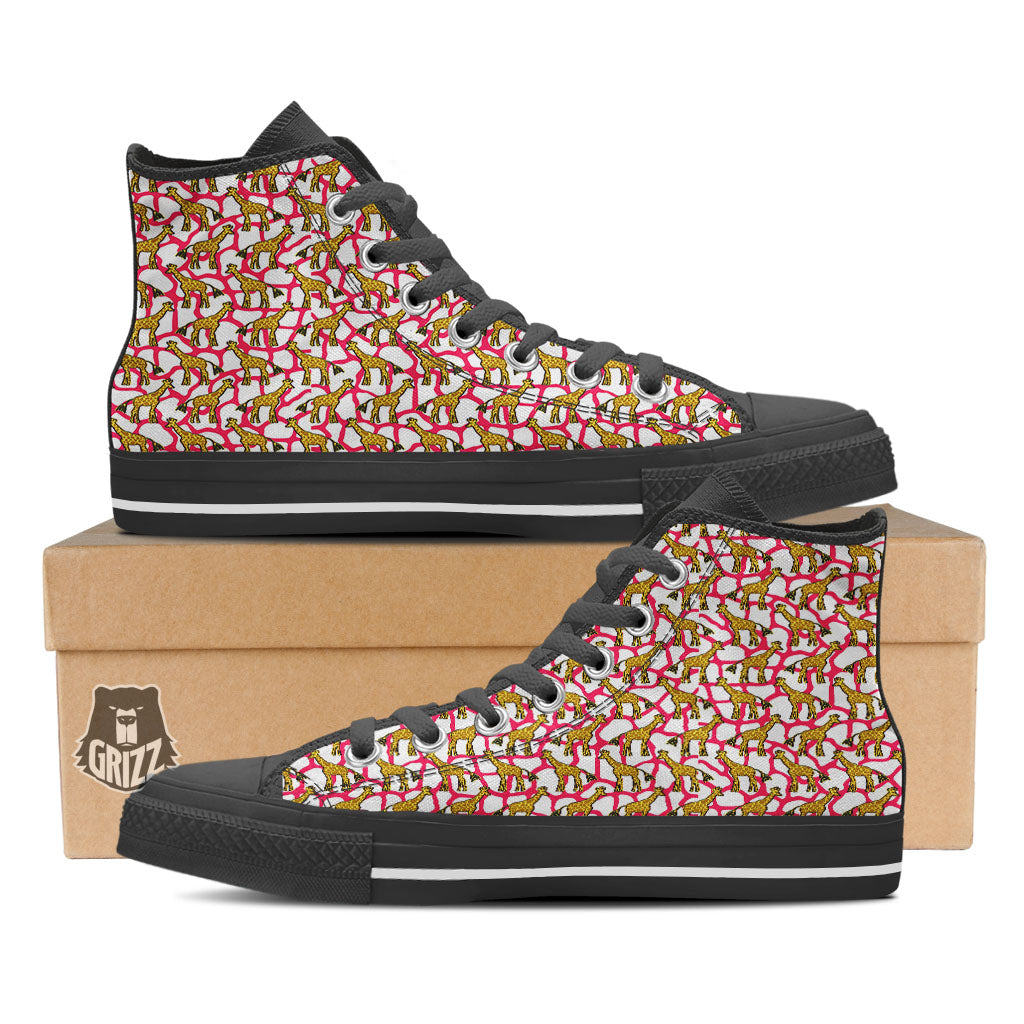 Giraffe Yellow And Pink Print Pattern High Top Shoes-grizzshop