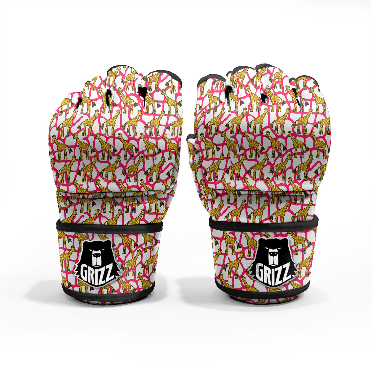 Giraffe Yellow And Pink Print Pattern MMA Gloves-grizzshop