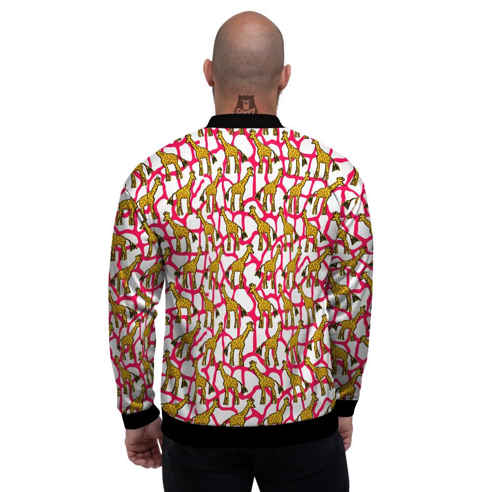 Giraffe Yellow And Pink Print Pattern Men's Bomber Jacket-grizzshop
