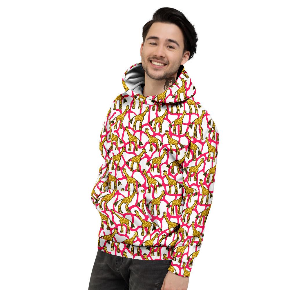 Giraffe Yellow And Pink Print Pattern Men's Hoodie-grizzshop