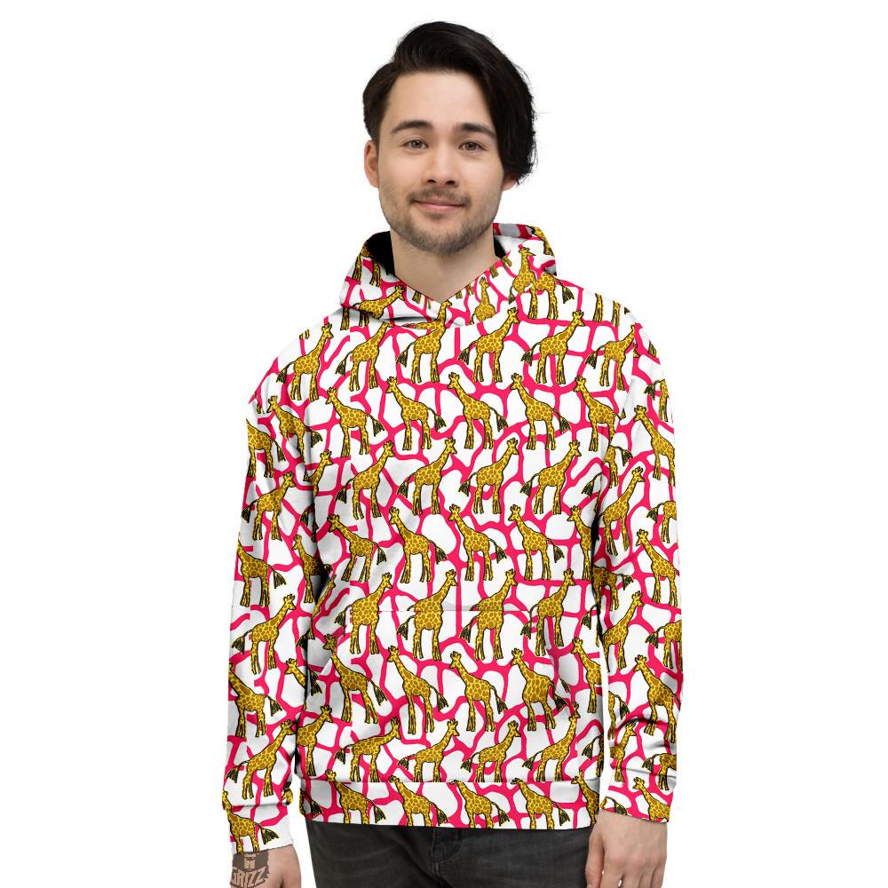 Giraffe Yellow And Pink Print Pattern Men's Hoodie-grizzshop
