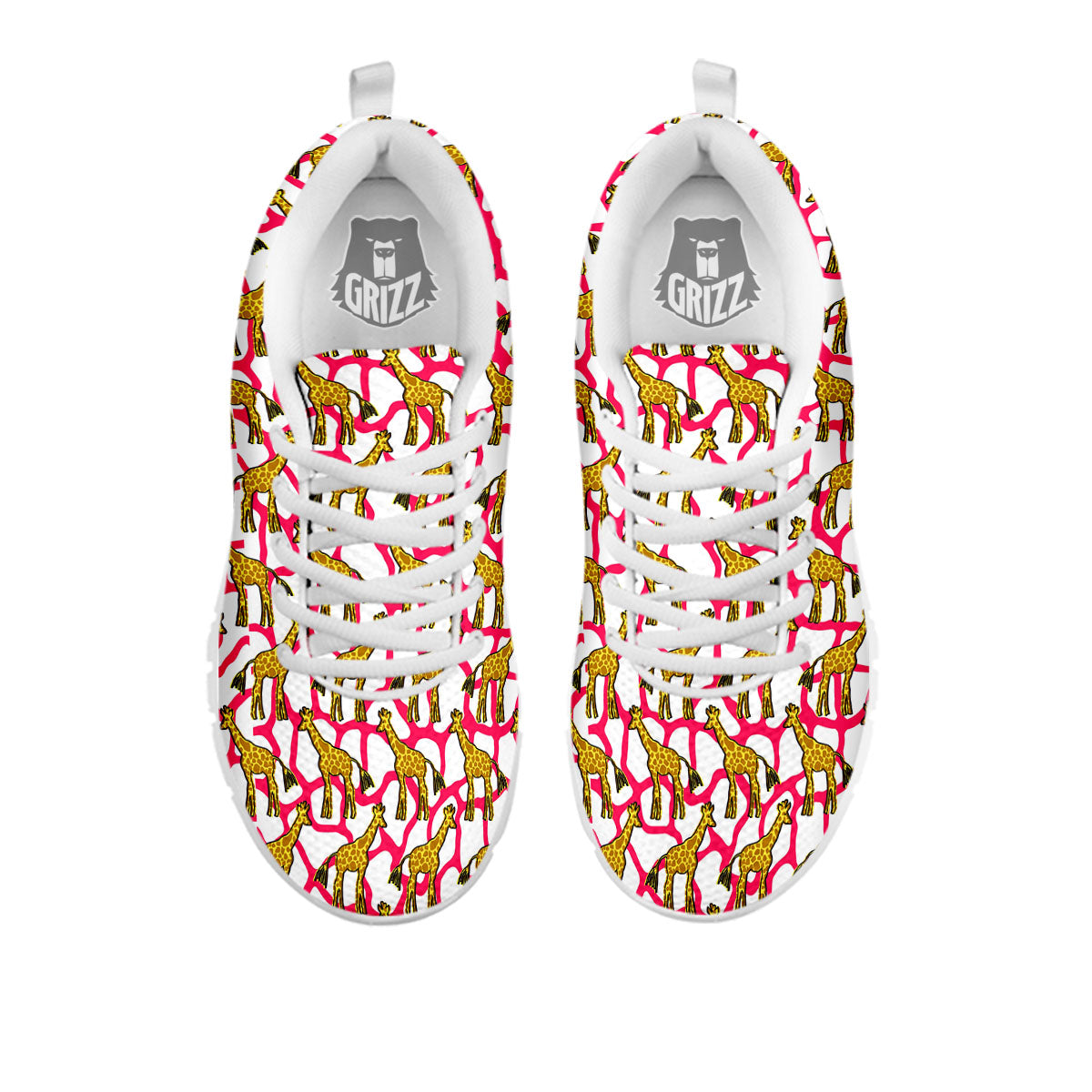 Giraffe Yellow And Pink Print Pattern White Sneaker-grizzshop
