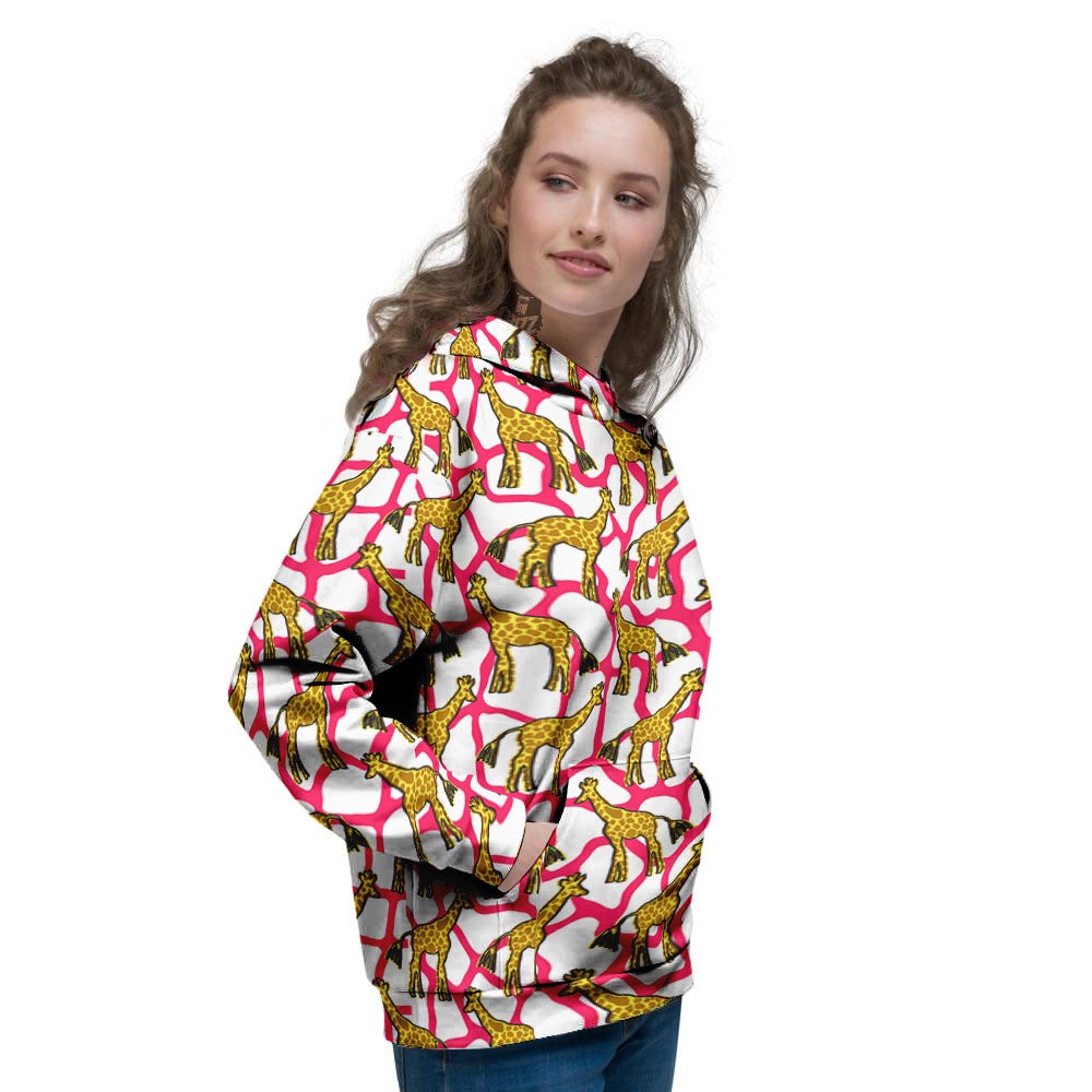 Giraffe Yellow And Pink Print Pattern Women's Hoodie-grizzshop