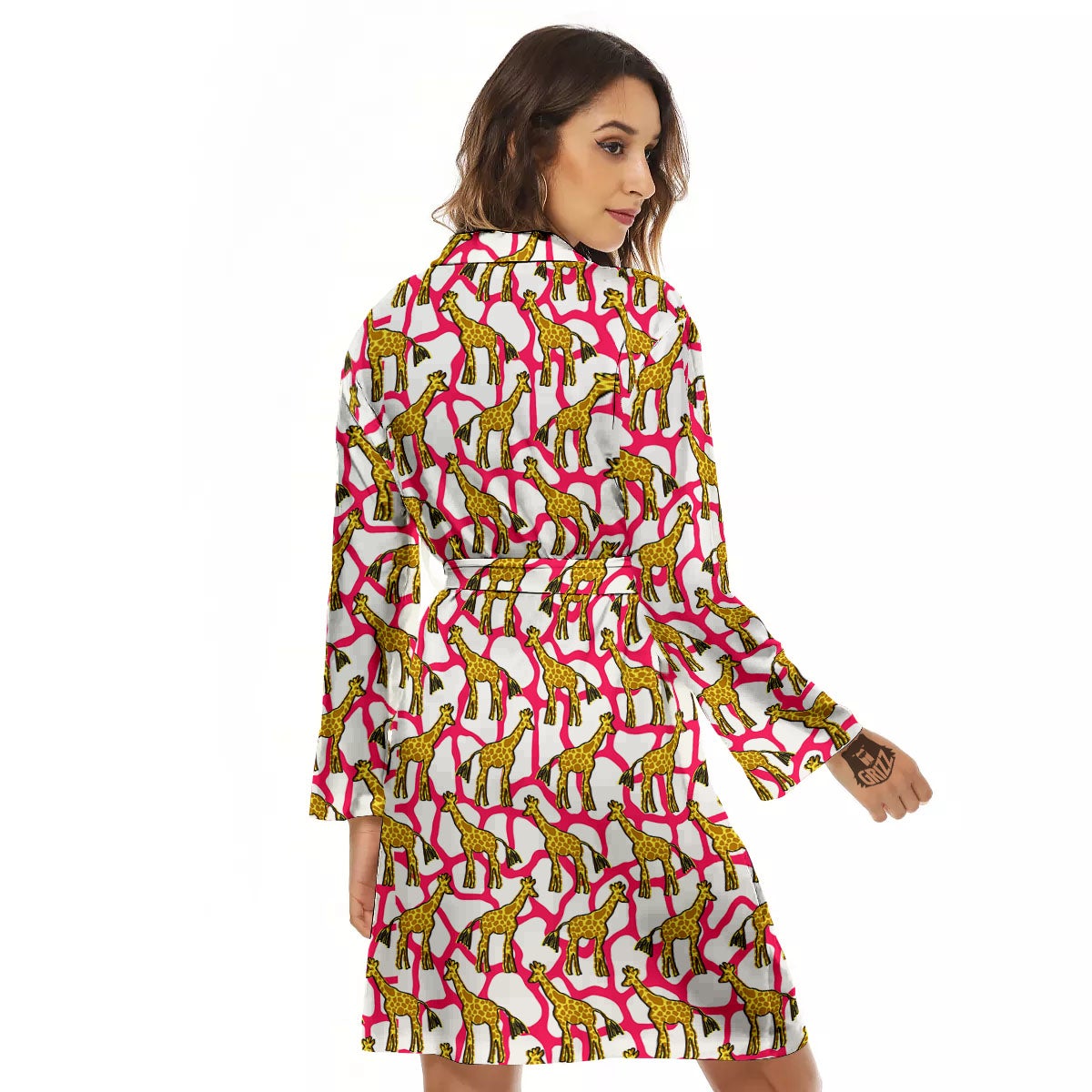 Giraffe Yellow And Pink Print Pattern Women's Robe-grizzshop