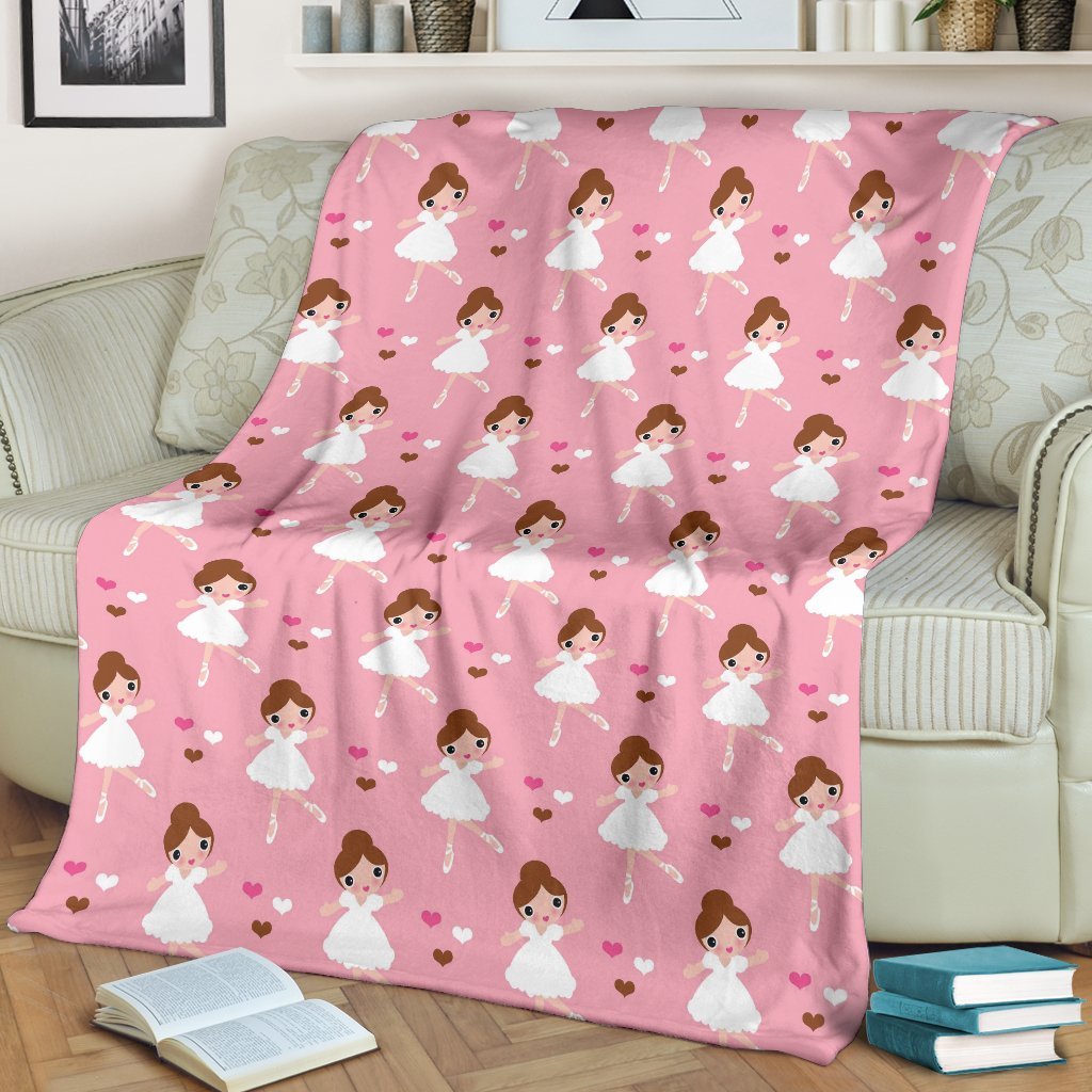 Girl Ballet Pattern Print Blanket-grizzshop