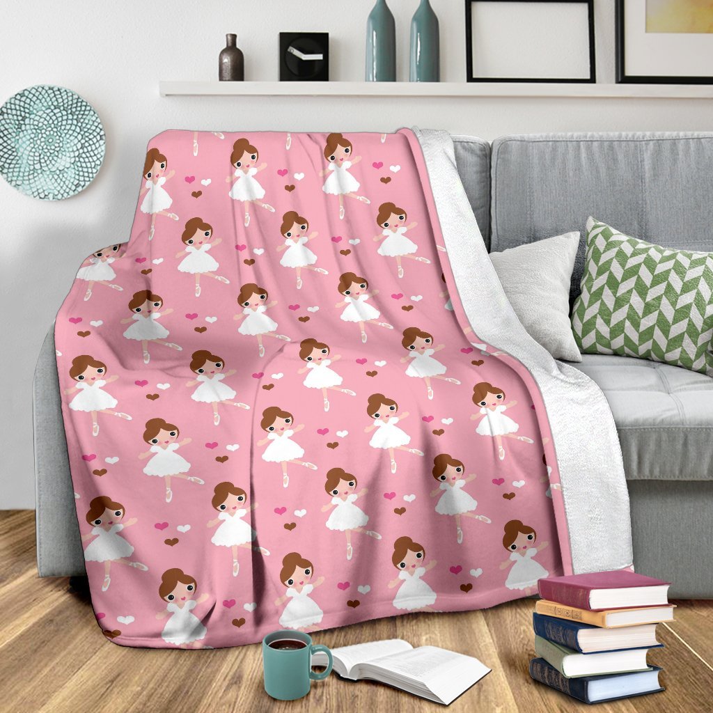 Girl Ballet Pattern Print Blanket-grizzshop