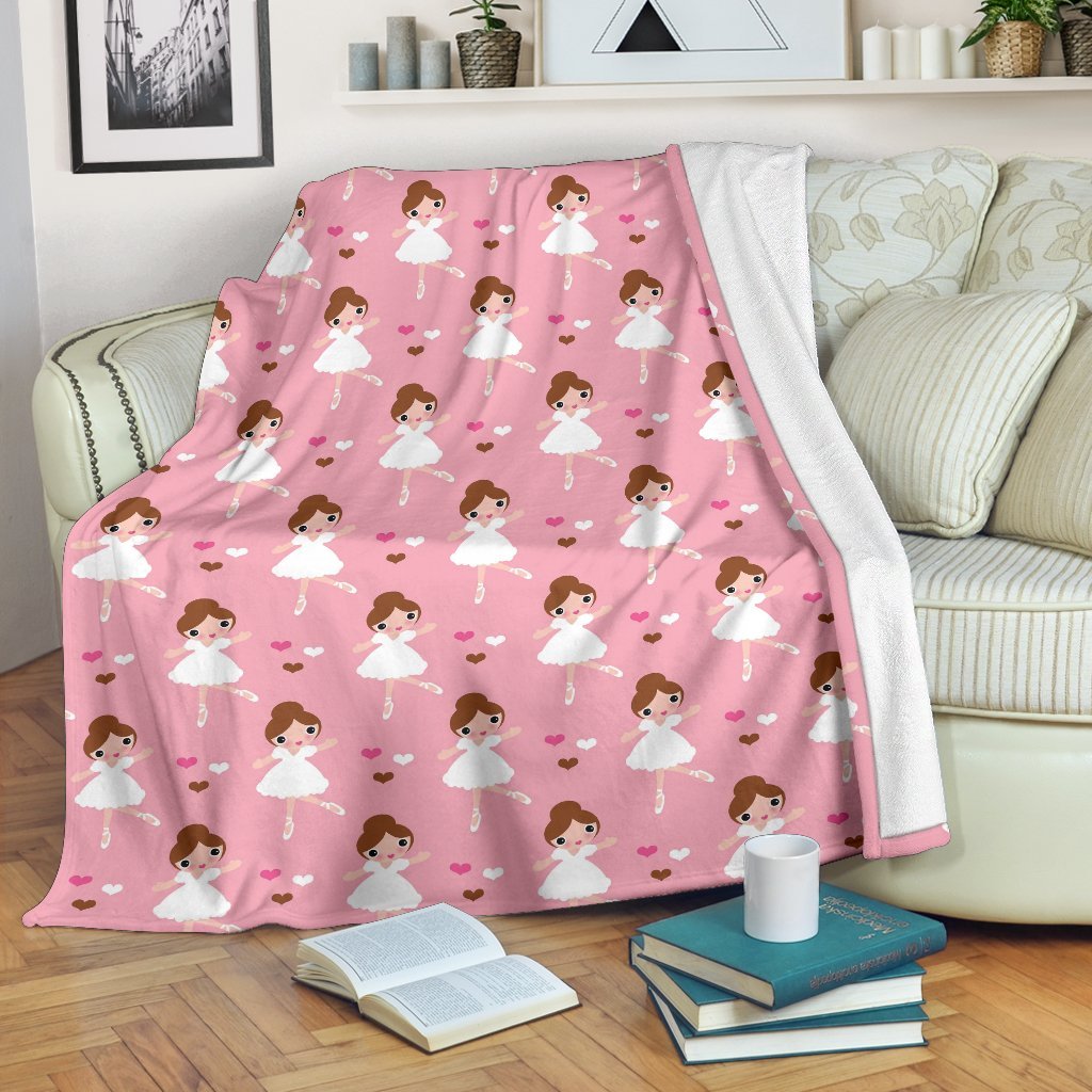 Girl Ballet Pattern Print Blanket-grizzshop