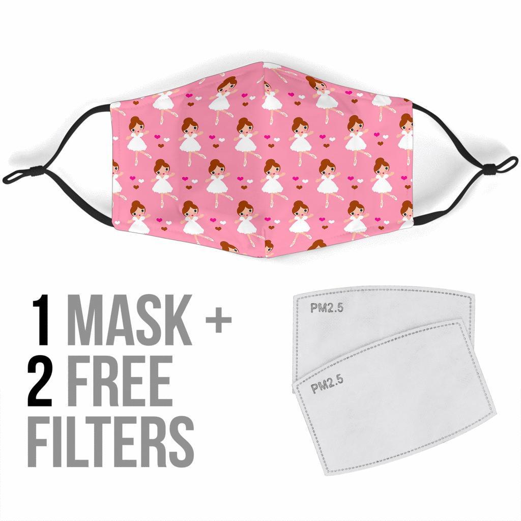 Girl Ballet Pattern Print Face Mask-grizzshop