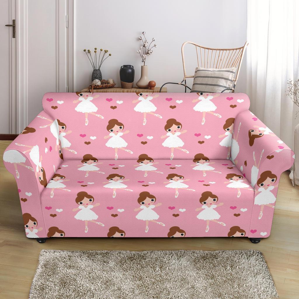 Girl Ballet Pattern Print Loveseat Cover-grizzshop