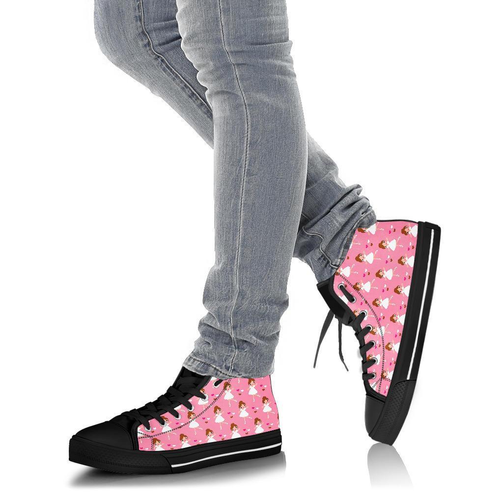 Girl Ballet Pattern Print Men Women's High Top Shoes-grizzshop