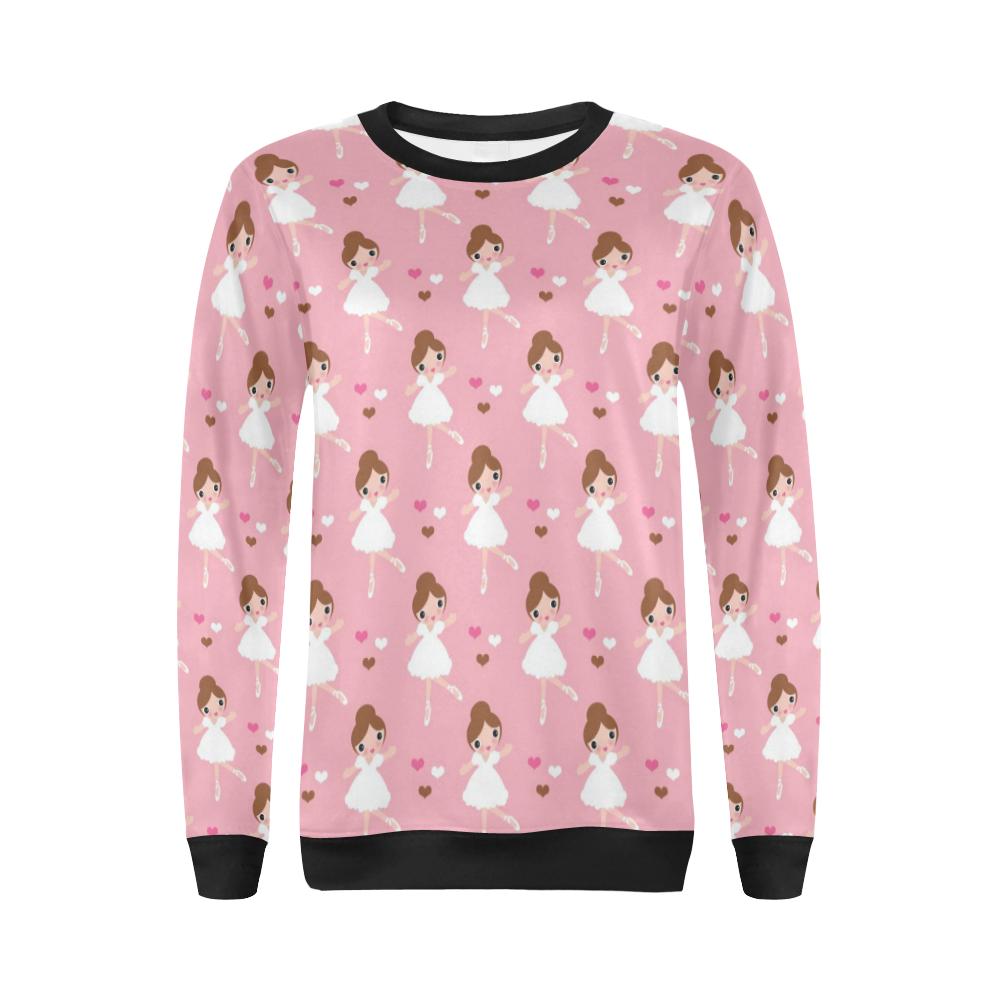 Girl Ballet Pattern Print Women Crewneck Sweatshirt-grizzshop