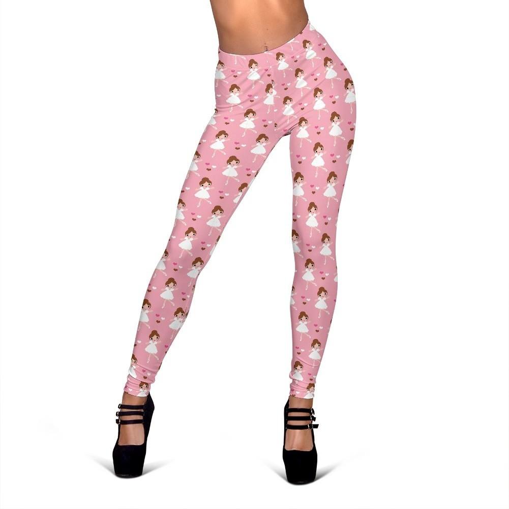 Girl Ballet Pattern Print Women Leggings-grizzshop