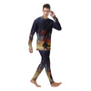 Girl Fight With Alien Octopus Monster Print Men's Pajamas-grizzshop