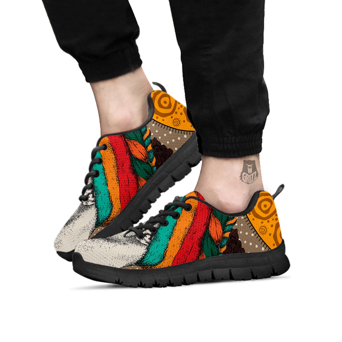 Girl Tribal African Print Black Sneaker-grizzshop