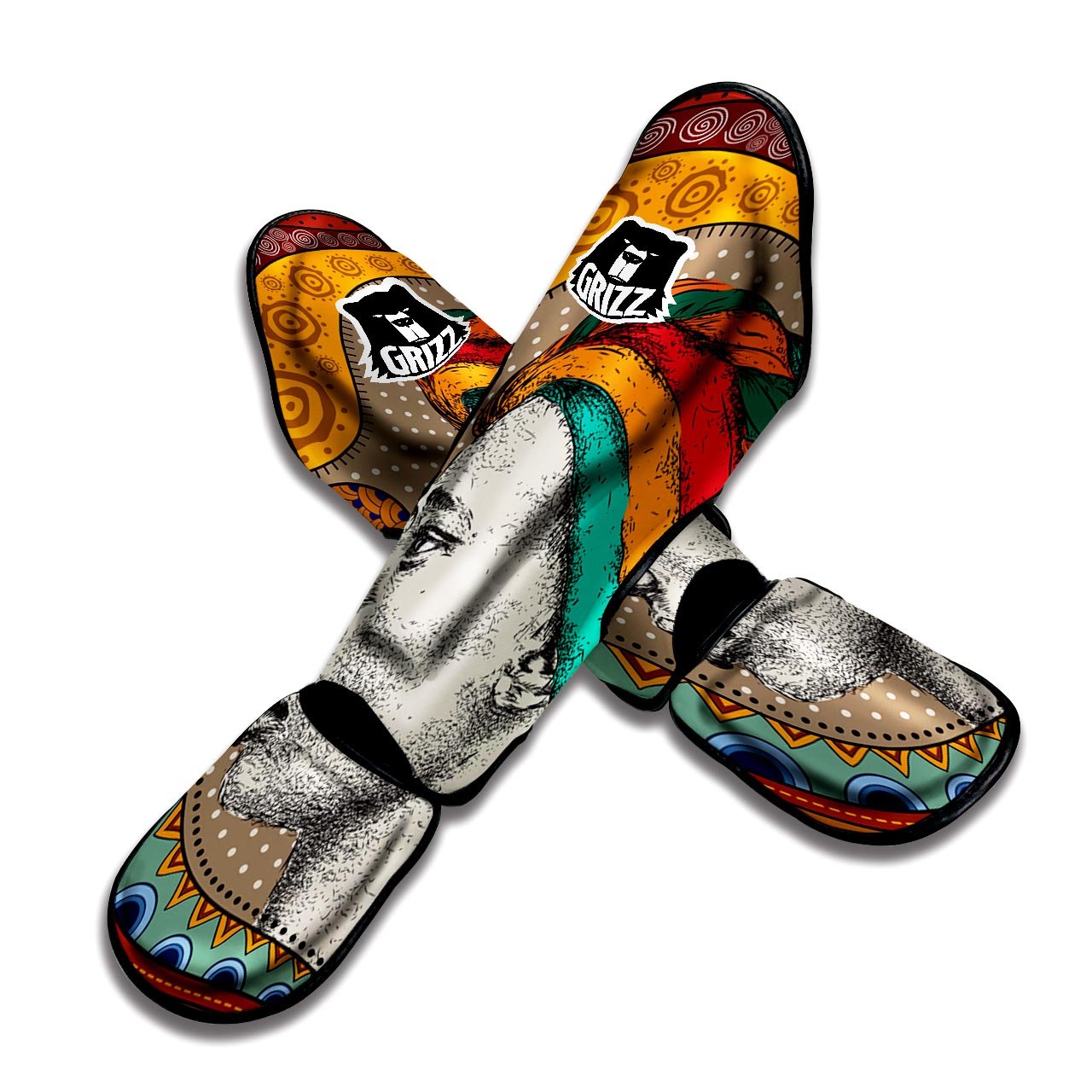 Girl Tribal African Print Muay Thai Shin Guards-grizzshop