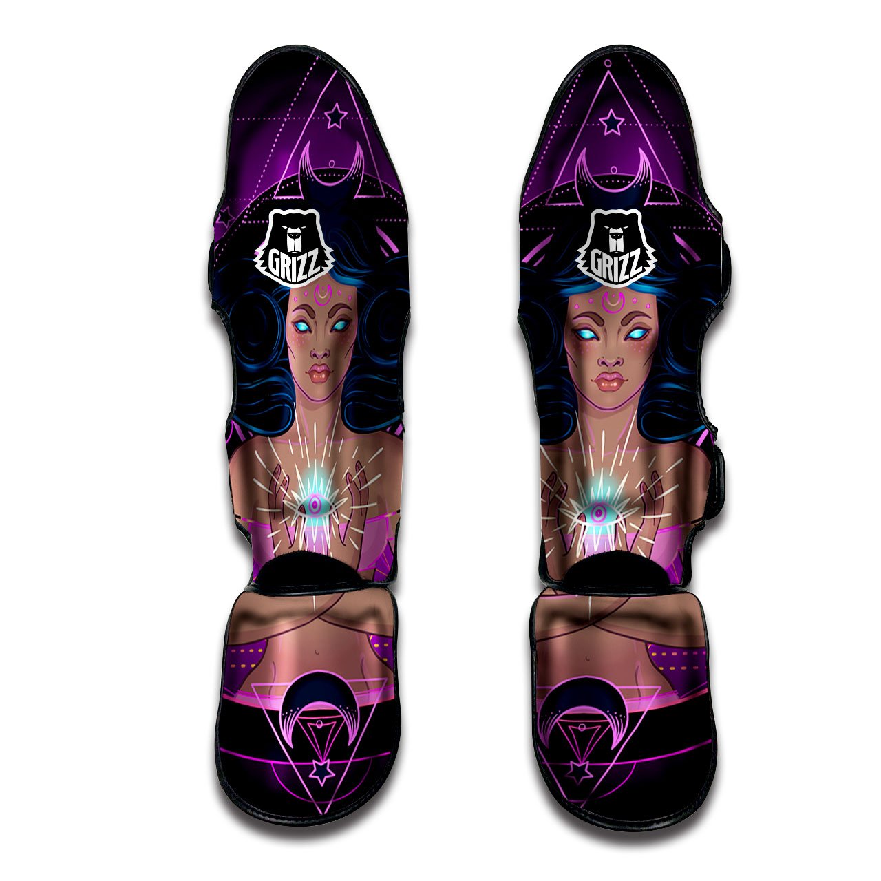 Girl Wiccan And Magical Moon Print Muay Thai Shin Guards-grizzshop