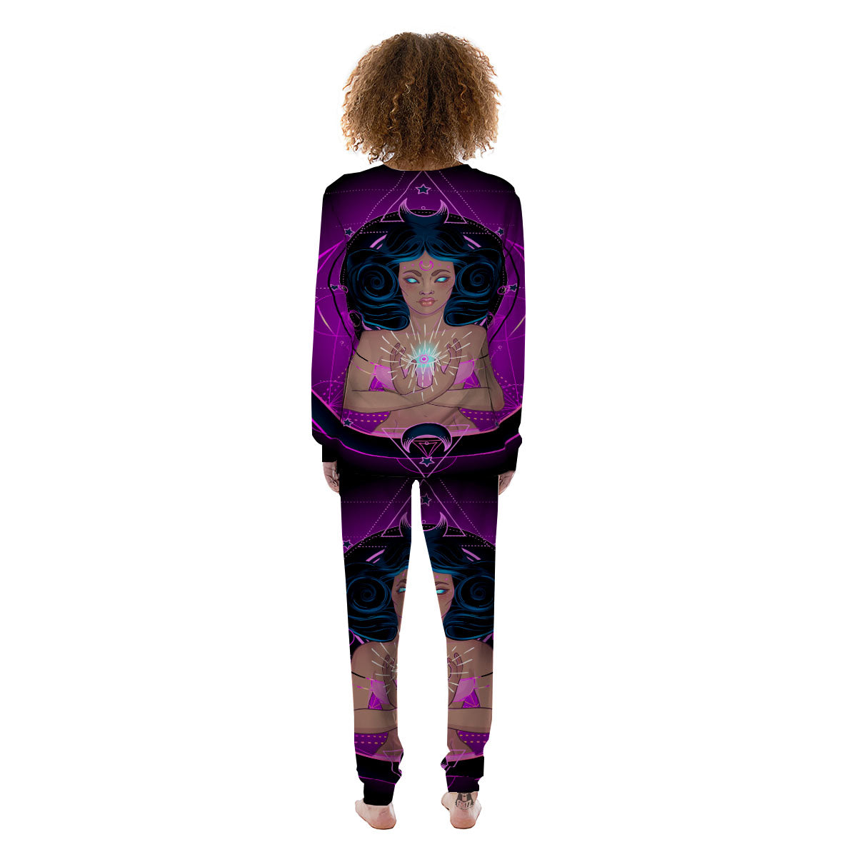 Girl Wiccan And Magical Moon Print Women's Pajamas-grizzshop