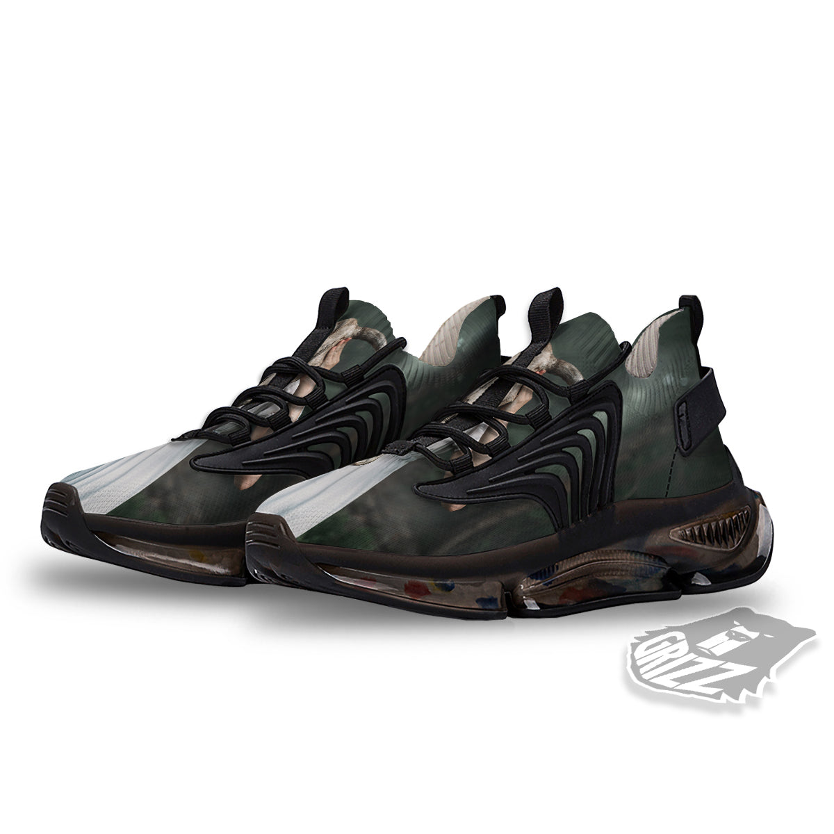 Girl With Animal Skull Print Black Gym Shoes-grizzshop